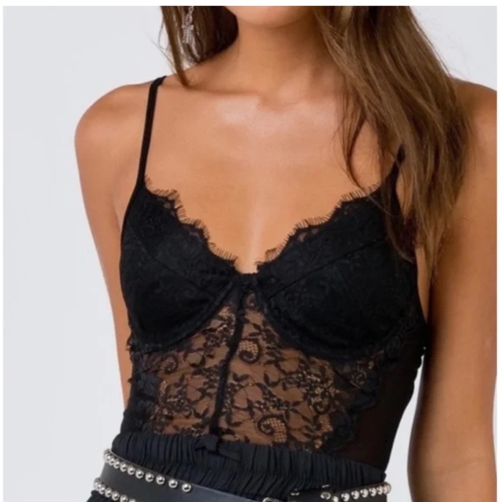 Princess Polly Black Lace Bodysuit
